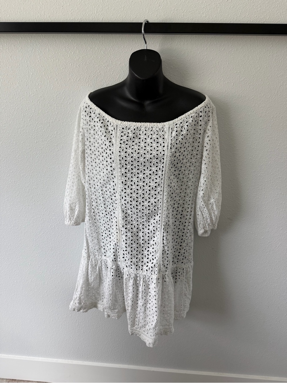 Moda International White Eyelet Mini Dress - Picture 2 of 11